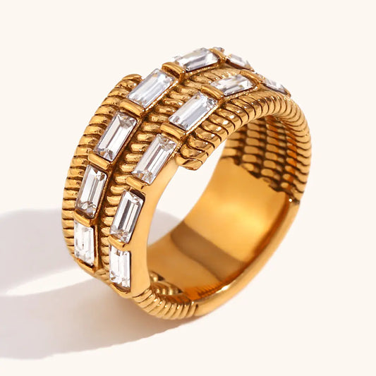 Chic Bamboo Zircon Snake Ring