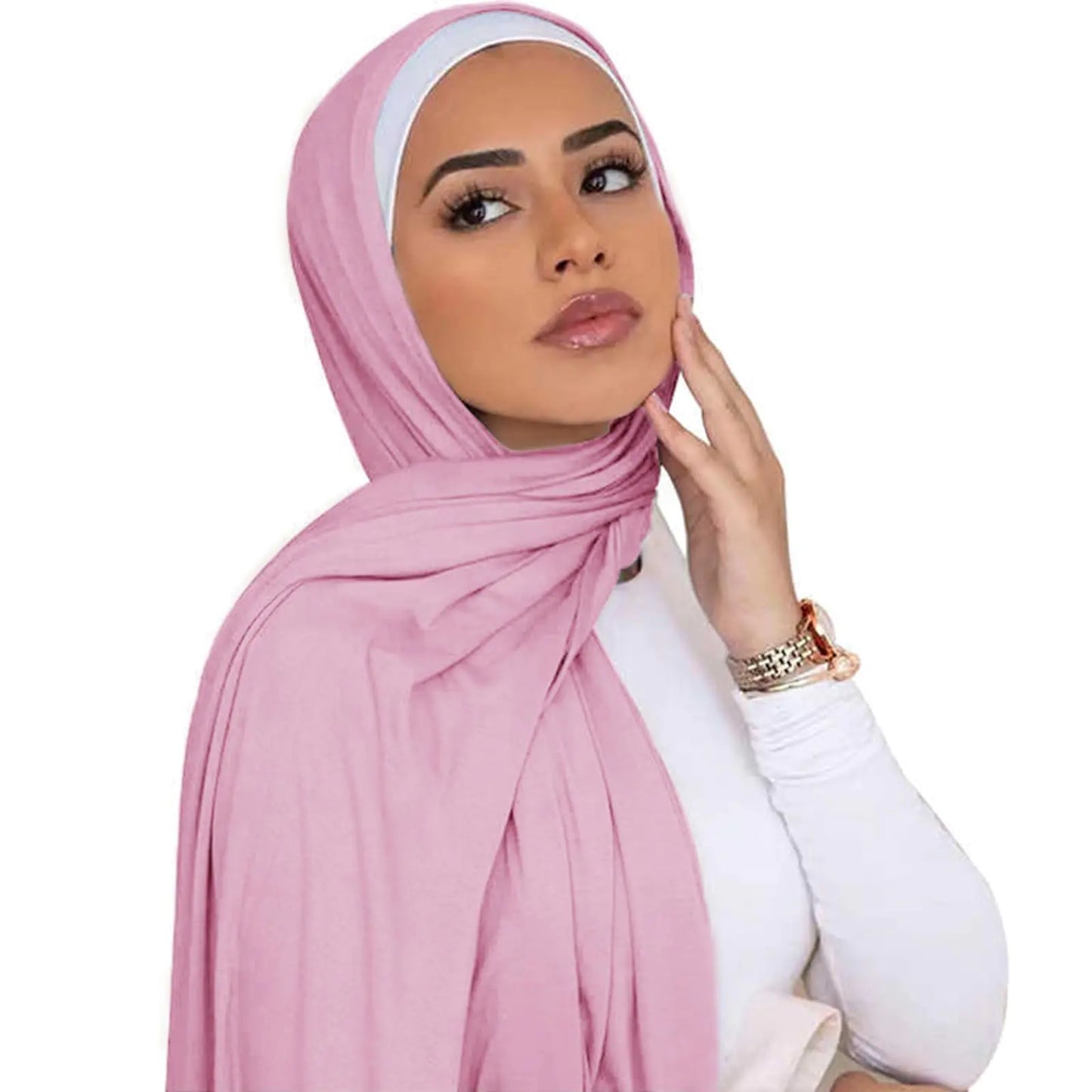 Soft Cotton Jersey Hijab Shawl in Pink