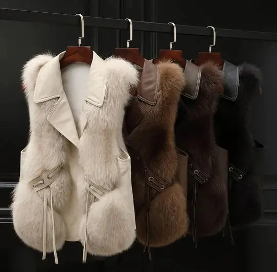 Chic Faux Fur Patchwork Vest