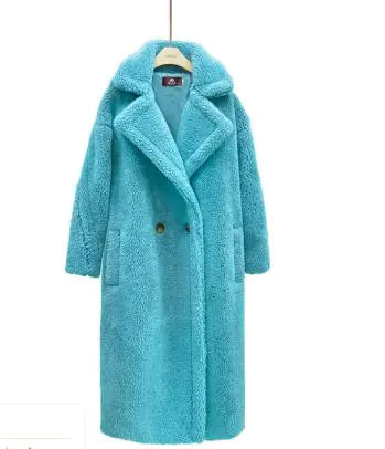 Chic Long Cashmere Lamb Coat