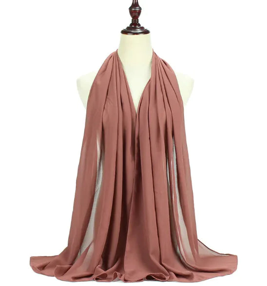 Chic Pearl Chiffon Hijab - Lightweight Solid Shade