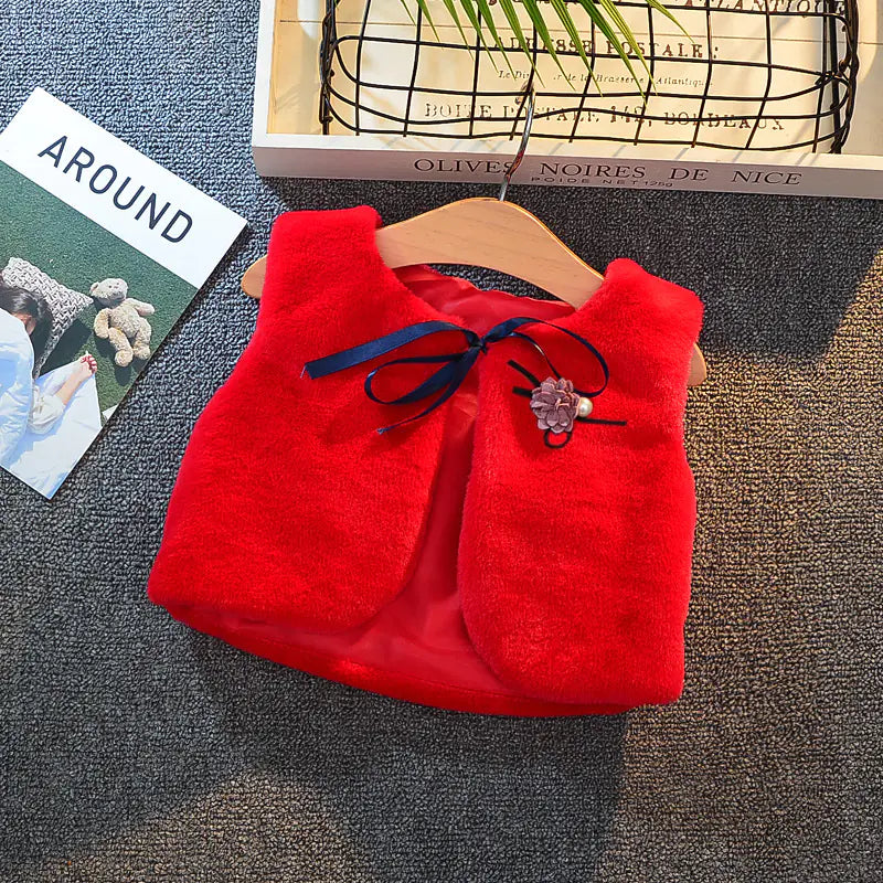 Furry Cotton Girl's Vest