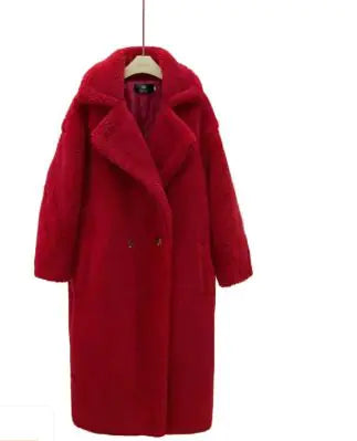 Chic Long Cashmere Lamb Coat