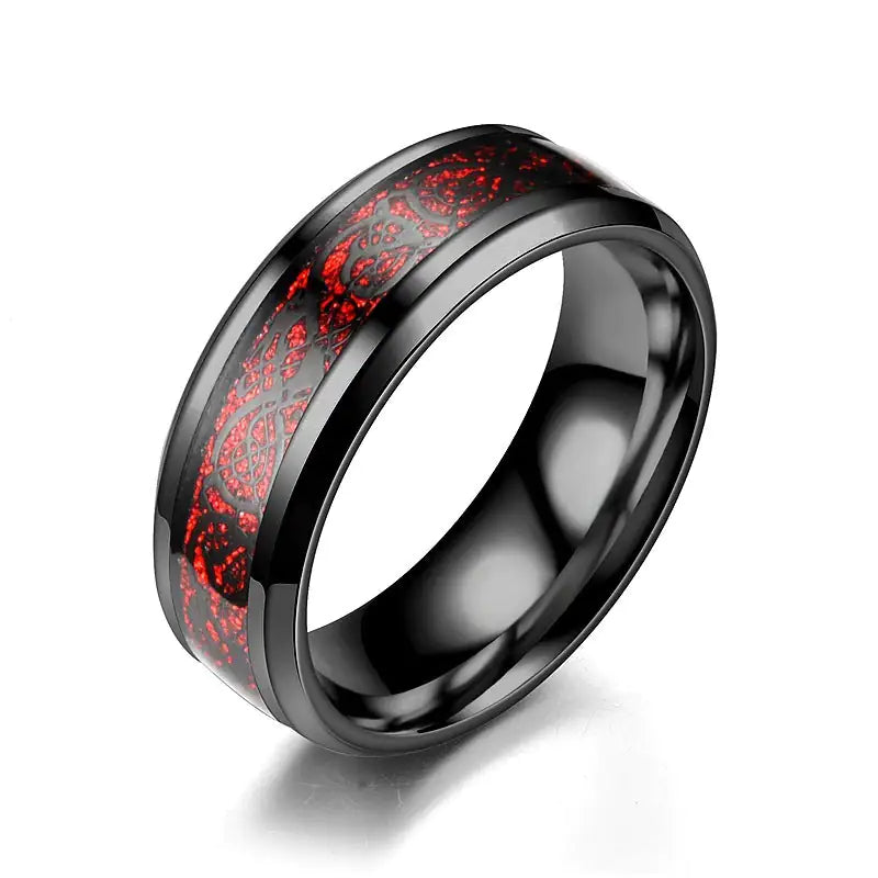 Steel Dragon Etched Ring