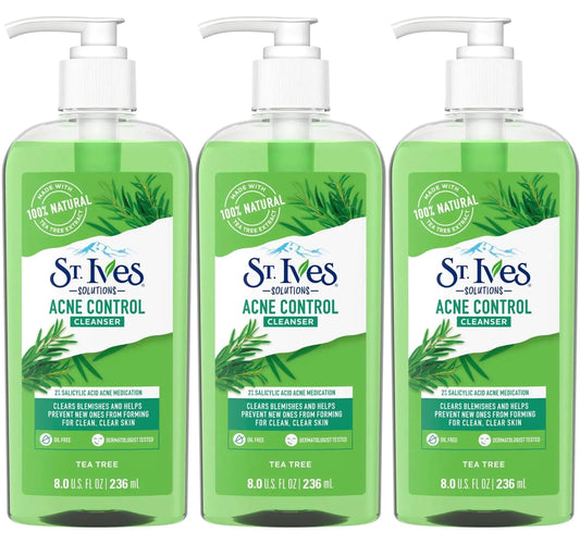 St. Ives Acne Control Cleanser with Salicylic Acid & Tea Tree 8oz - 3 Pack