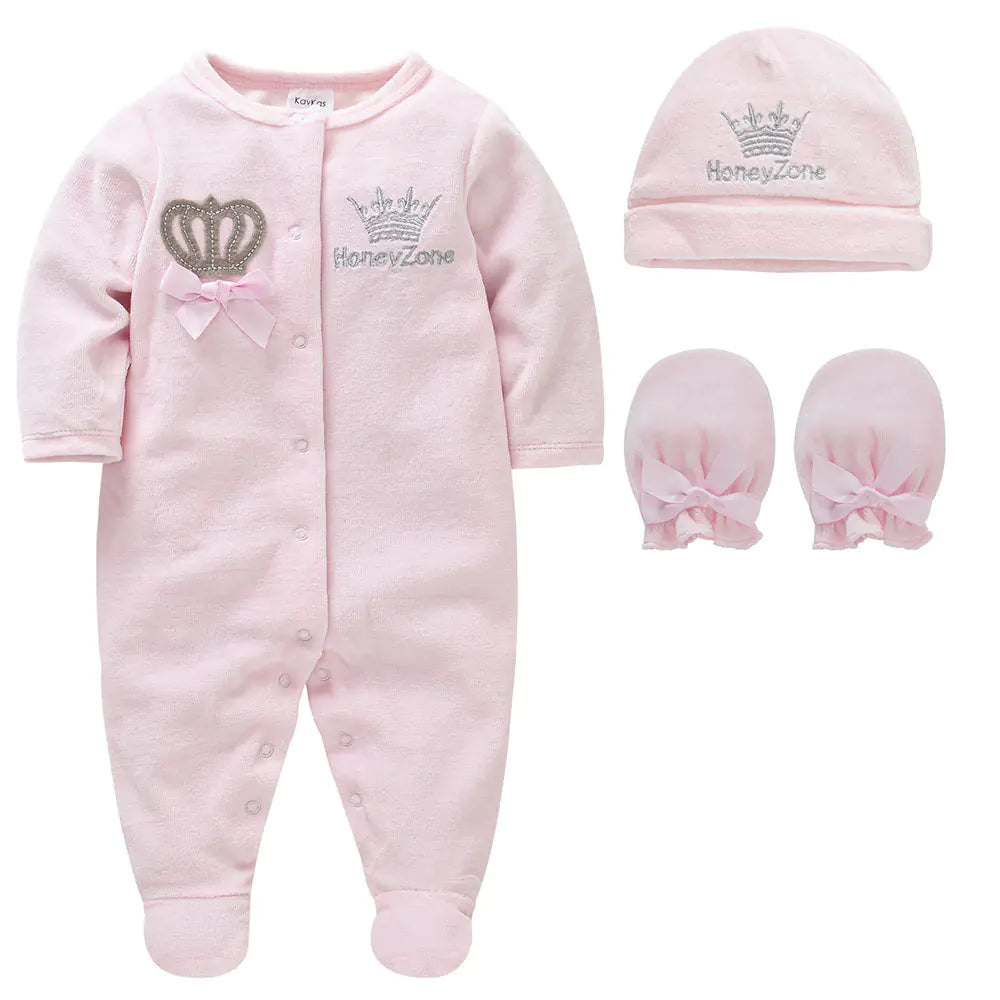 2020 Winter Cozy Velvet Baby Romper Kit (3-Piece)