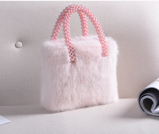 Pearl Charm Faux Fox Tote