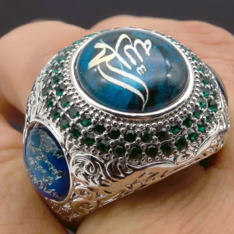 Men's Opulent Arabic Gemstone Ring
