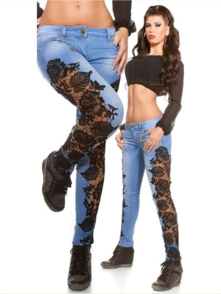 Chic Lace-Accented Skinny Jeans