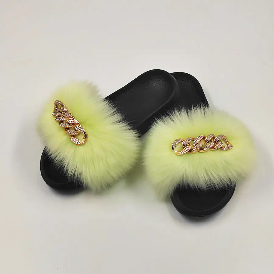 Chic Faux Fur Flip Flop Slippers