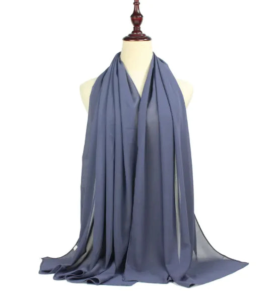 Chic Pearl Chiffon Hijab - Lightweight Solid Shade