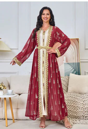 Elegant Arabic Embroidered Dress Set