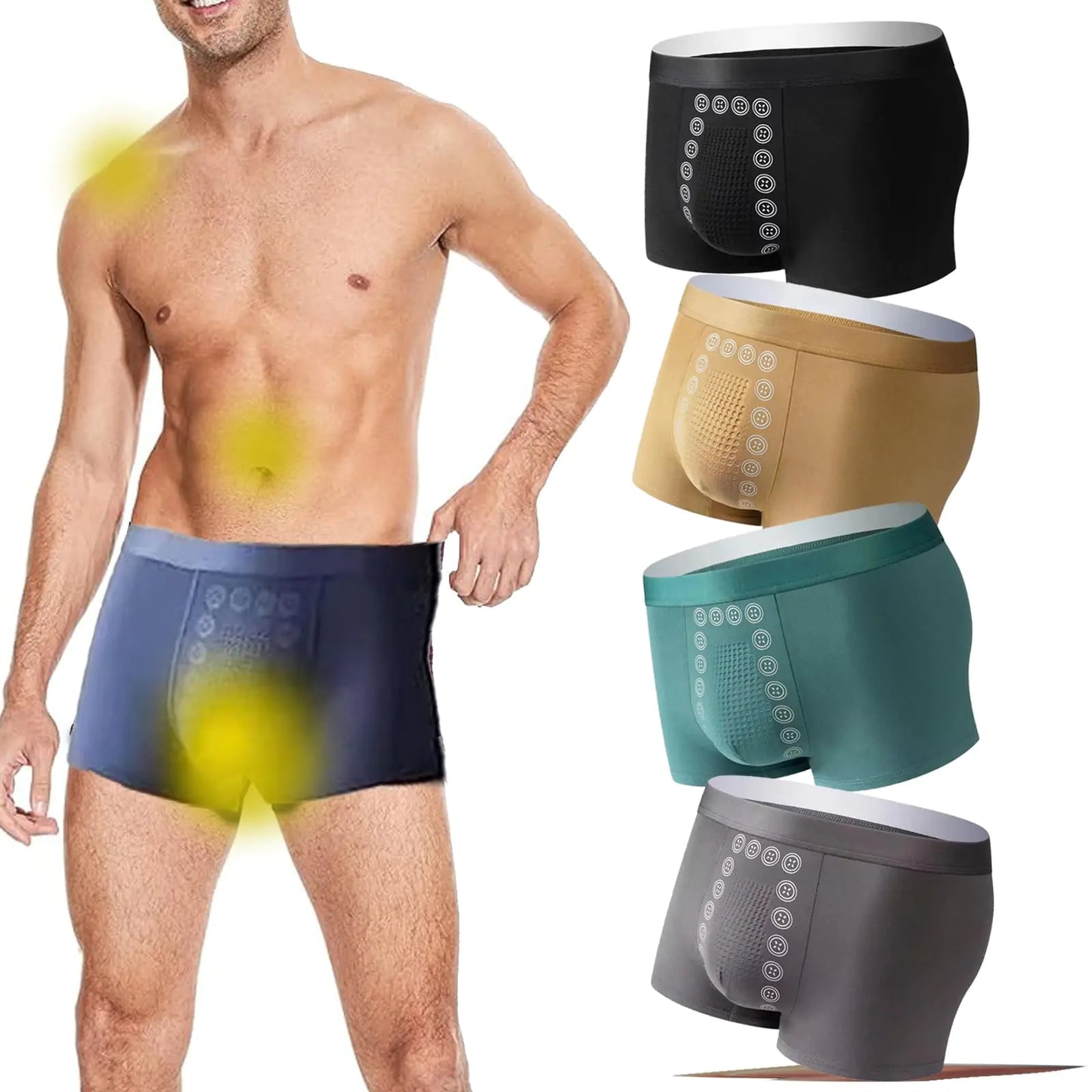 4Packs Proplshove Underwear Proplshove Underwear Magnetic Mens Energetic Massage Magnetic Underwear (2XL(65-80kg)4Packs-B)