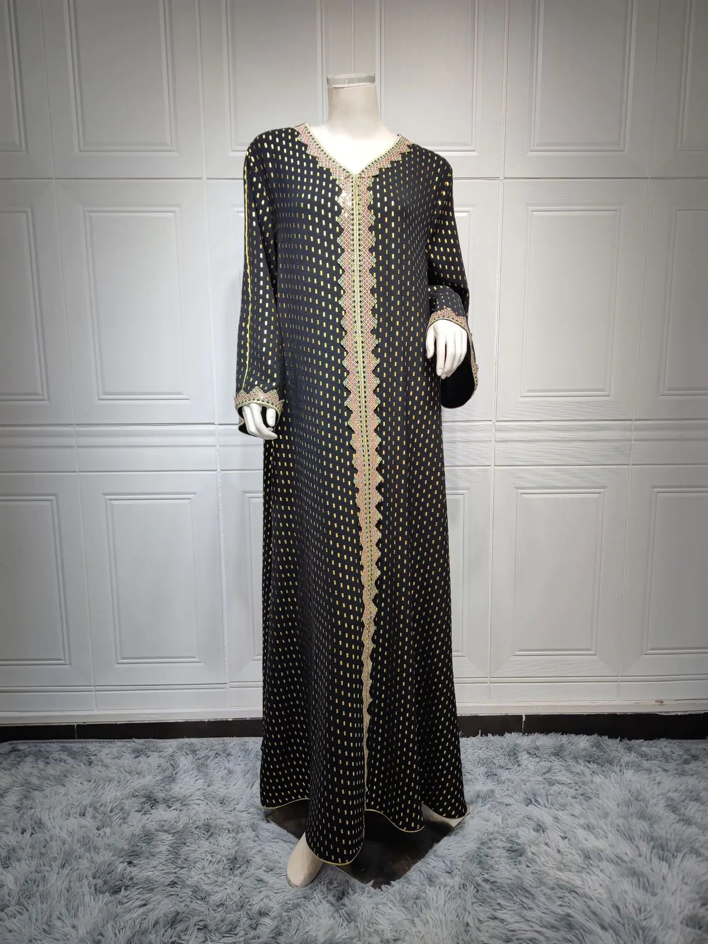Elegant Summer Muslim Gown in Bronzed Dubai Style