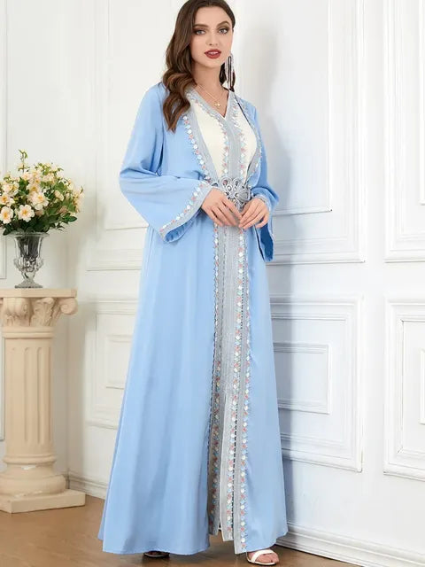 Elegant Morocco Embroidered Abaya Set