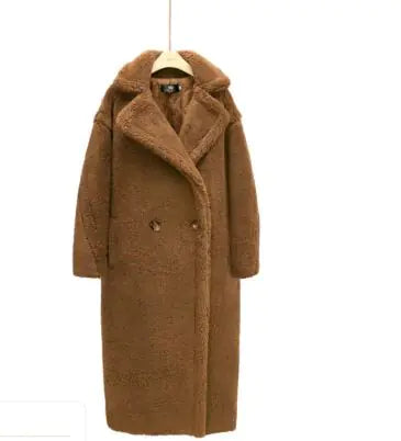 Chic Long Cashmere Lamb Coat