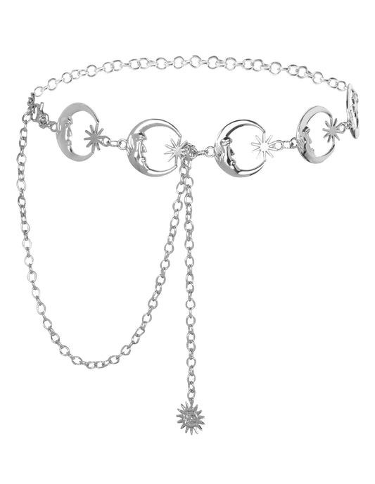 Silver Moon Stylish Metal Chain Belt