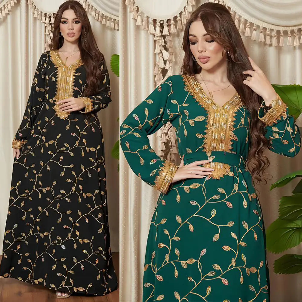 Dubai Elegance Embroidered Party Robe