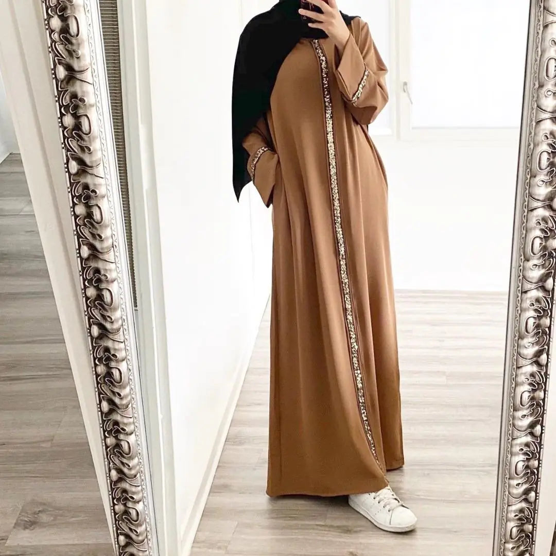 Elegant Sequined Muslim Robe