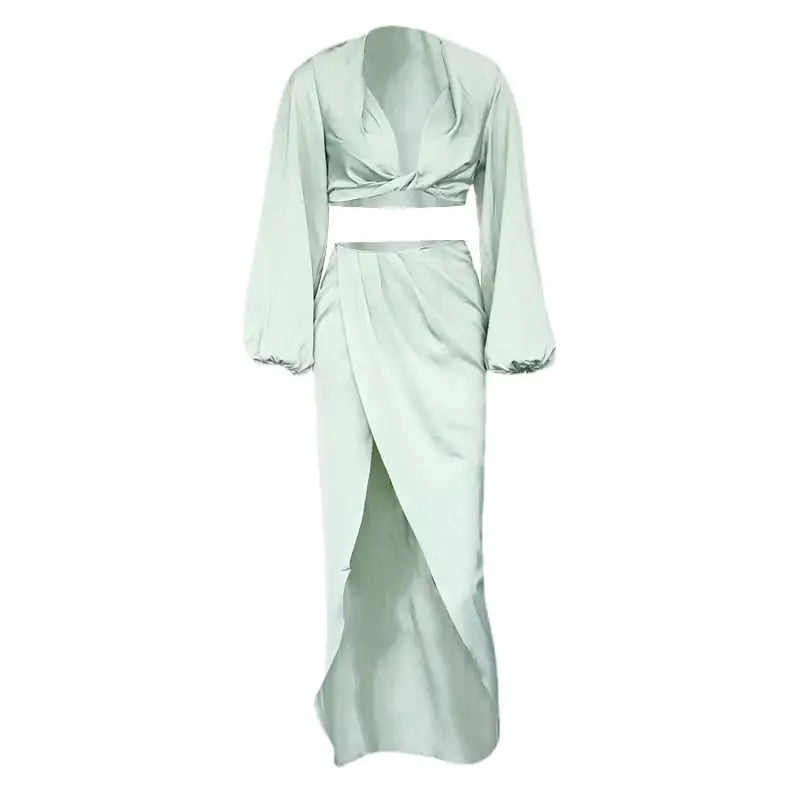 Chic Satin Two-Piece Women's Suit