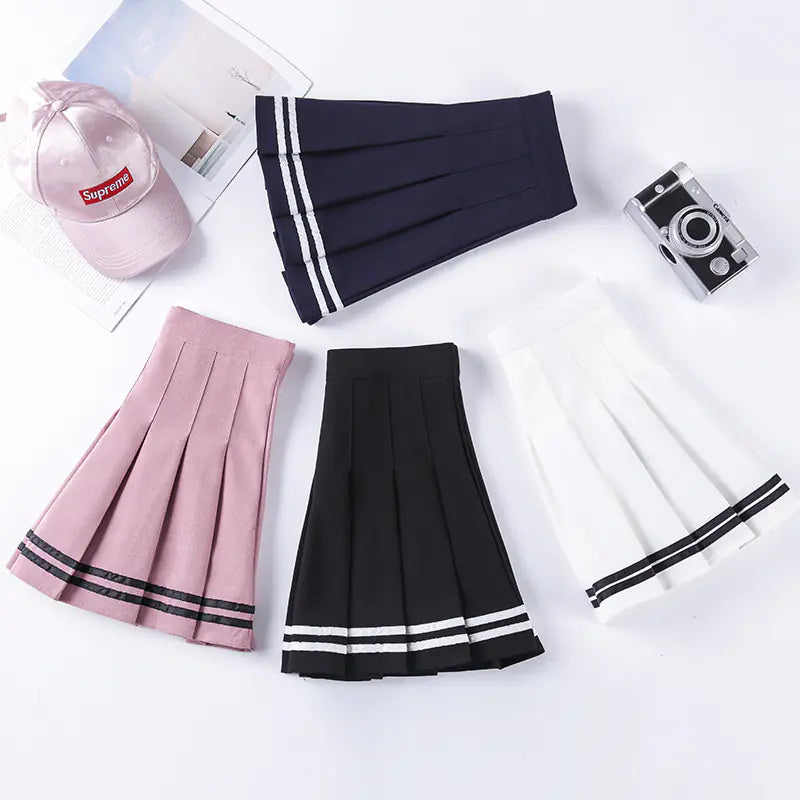Chic Striped Elastic A-Line Skirt