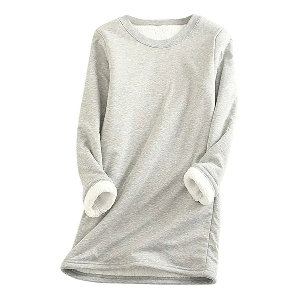 SEAOPEN Fleece Sweatshirts for Women Winter Warm Sherpa Lined Shirts Fuzzy Pullover Top Soft Crewneck Thermal Underwear