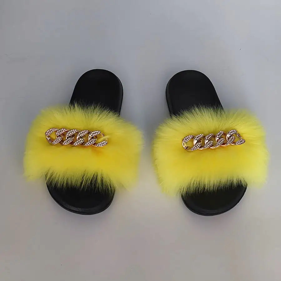 Chic Faux Fur Flip Flop Slippers