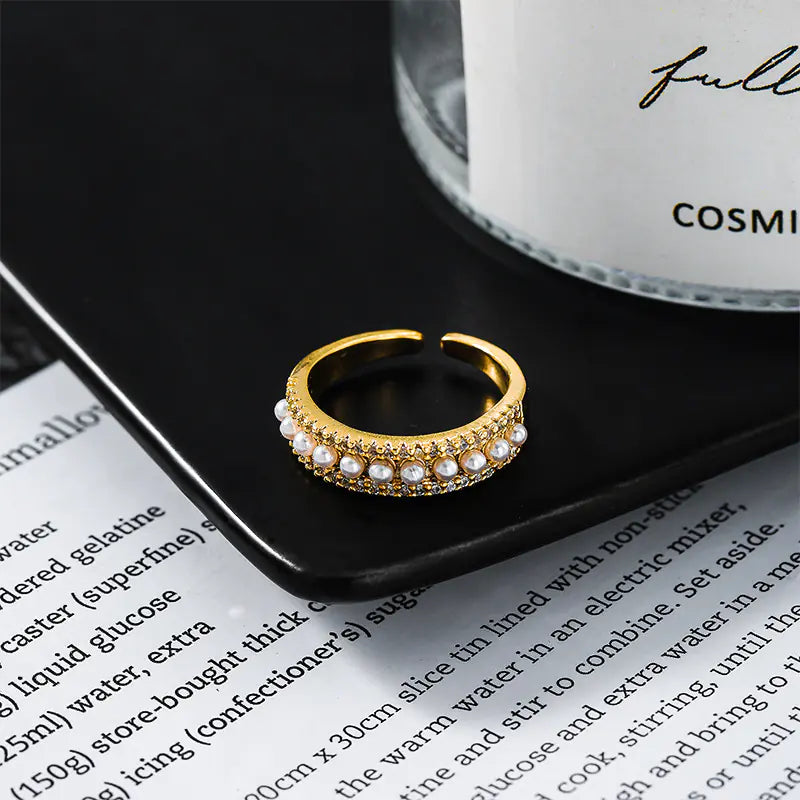 Elegant Adjustable Zircon Flower Ring