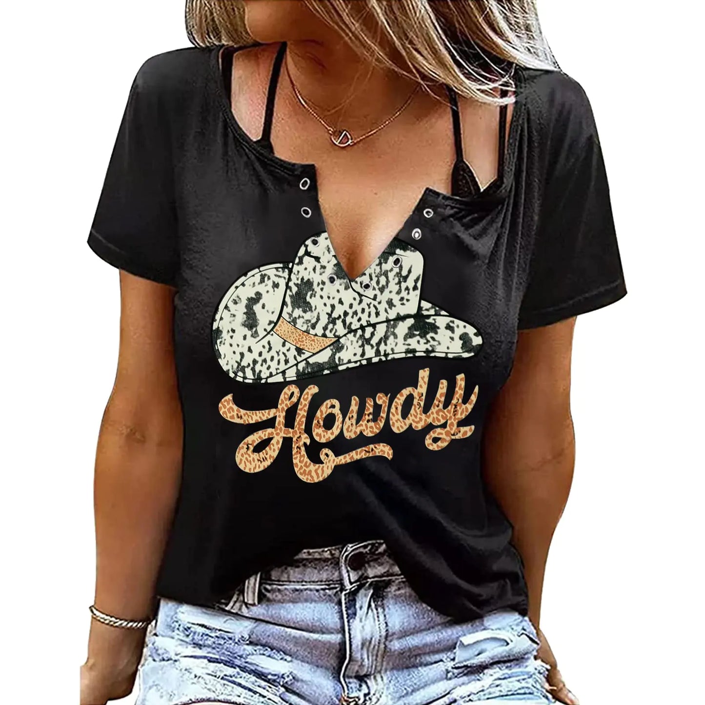 Howdy Western Women's Tee - Cowgirl Rodeo Top