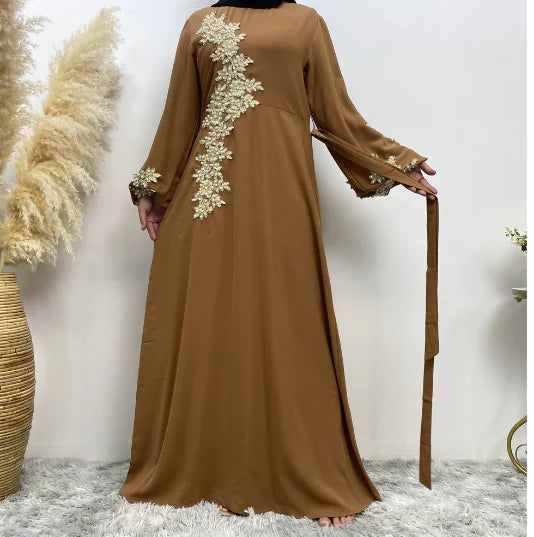 Chic Beaded Lace Muslim Dress