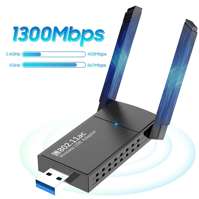 Dual Band Wireless Adapter 1300Mbps USB 3.0