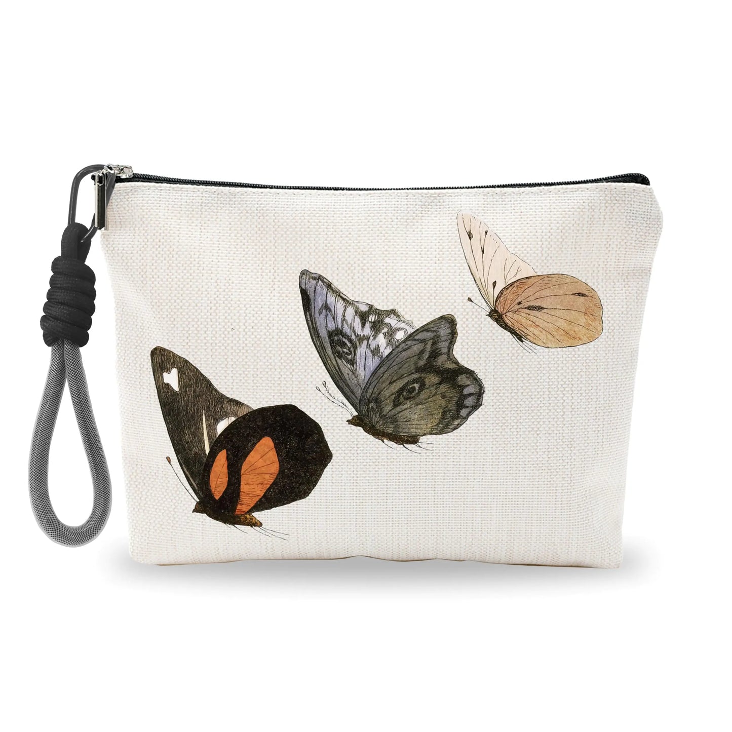 Vintage Butterfly Cosmetic Pouch with Hand Strap
