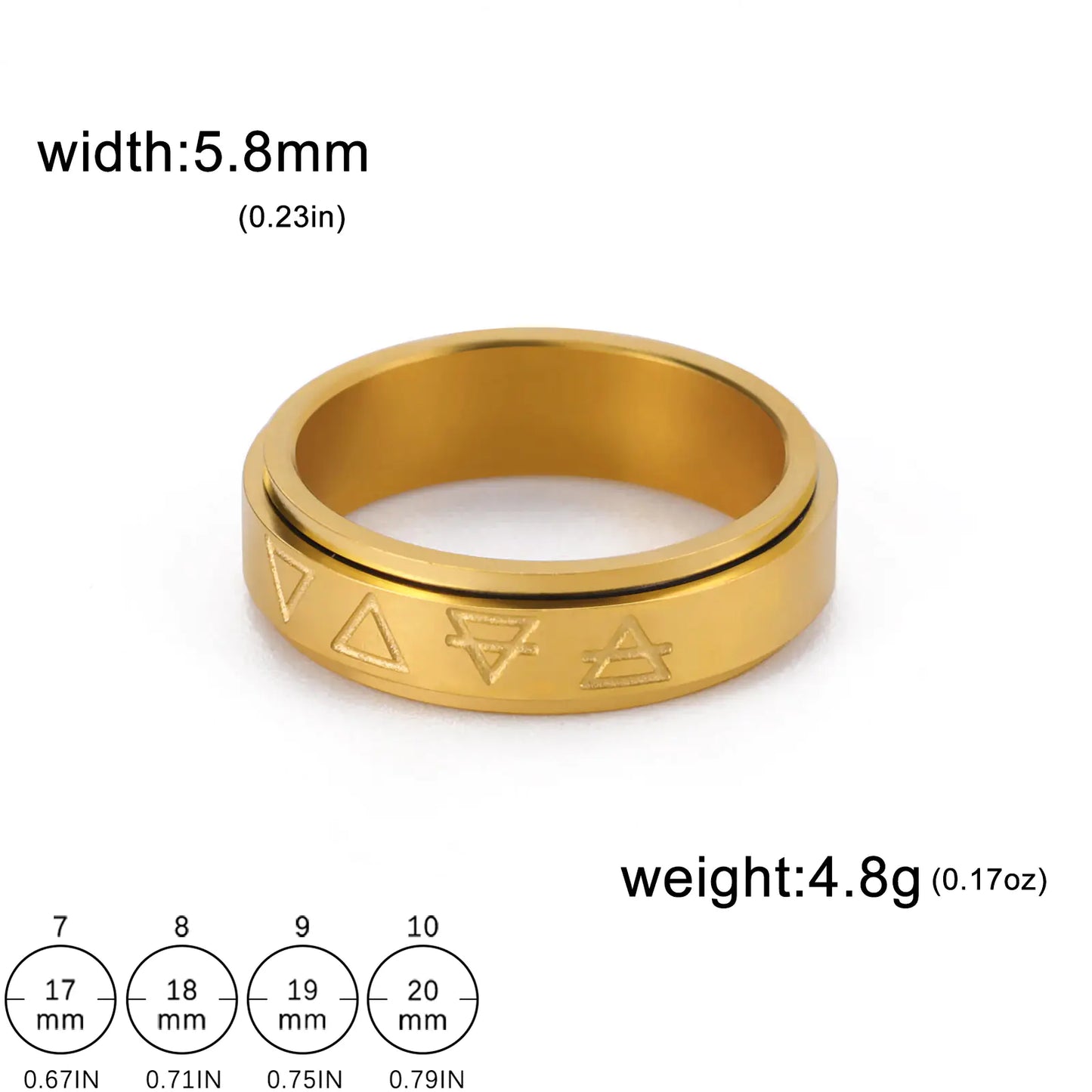 Stainless Tri-Spin Patterned Ring