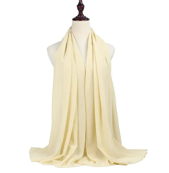 Chic Pearl Chiffon Hijab - Lightweight Solid Shade