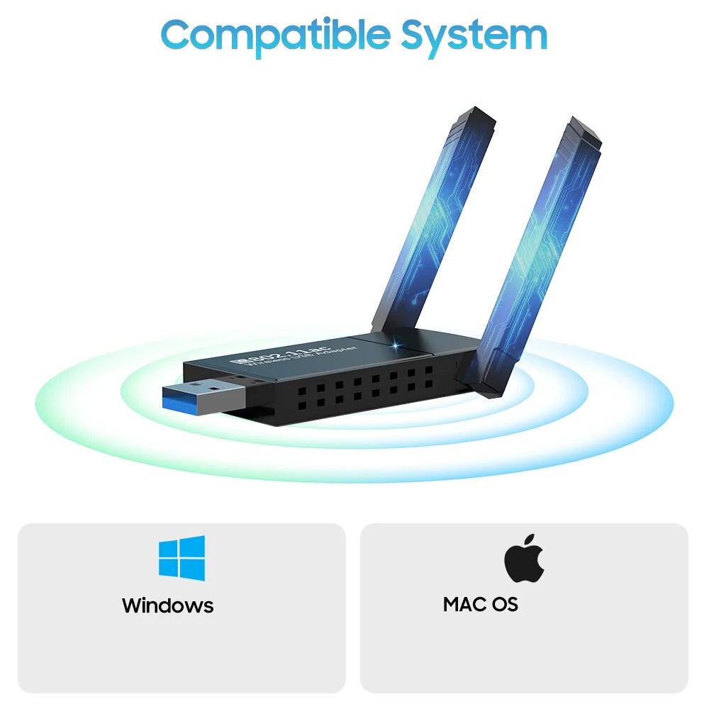Dual Band Wireless Adapter 1300Mbps USB 3.0
