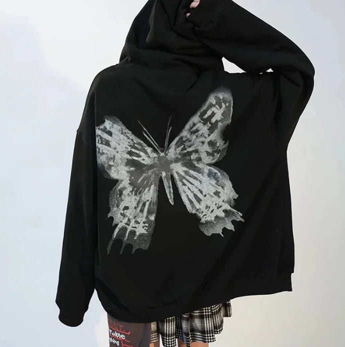 Ladies' Butterfly Print Zip Hoodie