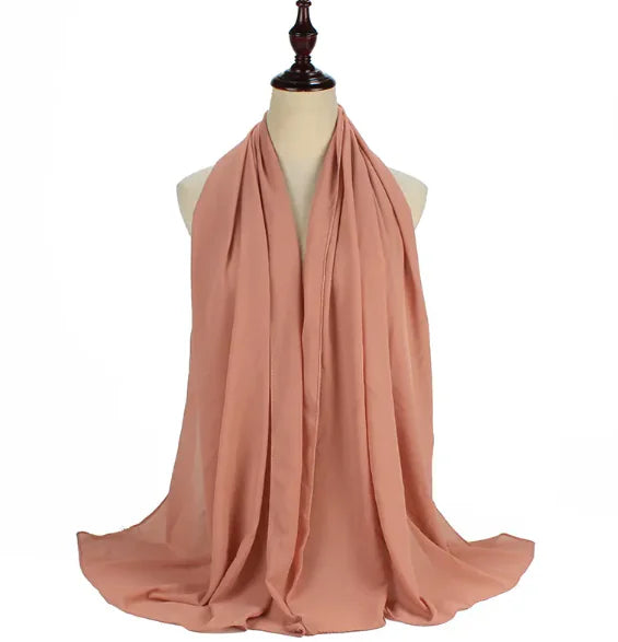Chic Pearl Chiffon Hijab - Lightweight Solid Shade