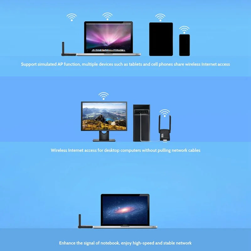 Dual Band Wireless Adapter 1300Mbps USB 3.0