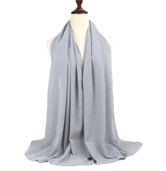 Chic Pearl Chiffon Hijab - Lightweight Solid Shade