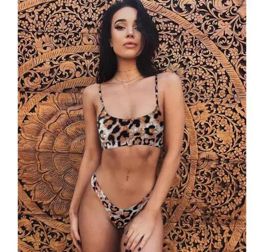 Chic Leopard Print Padded Bikini Set