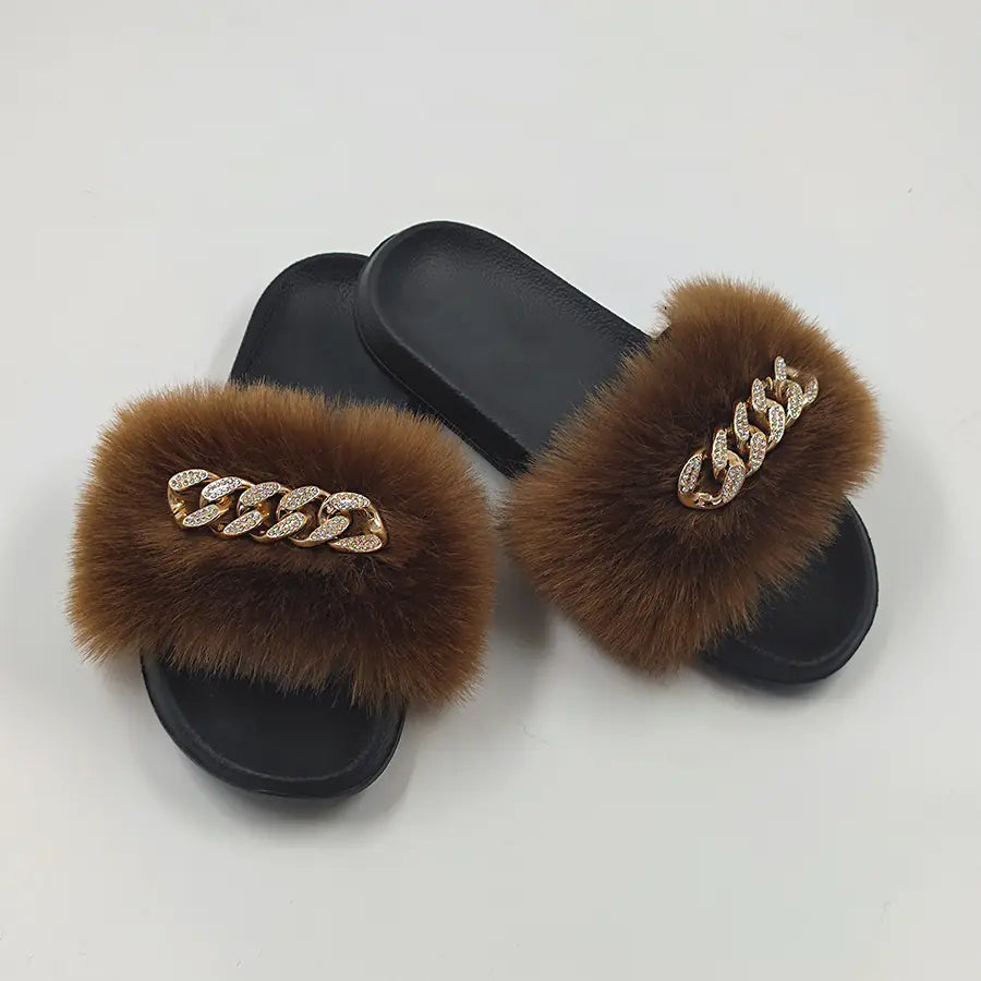 Chic Faux Fur Flip Flop Slippers