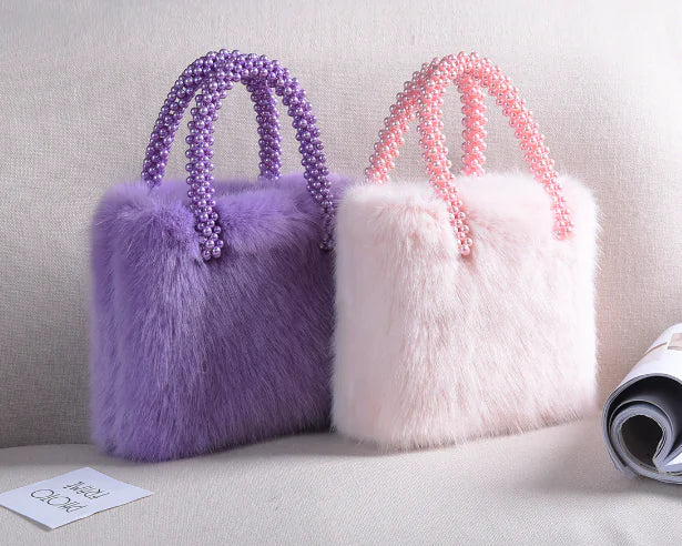 Pearl Charm Faux Fox Tote