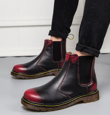 Autumn Chic Thick-Heeled Leather Martin Boots