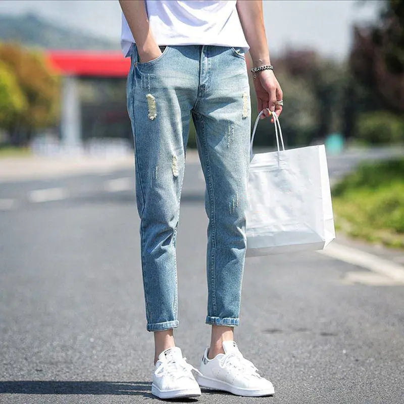 Men's Stylish Cropped Denim Trousers