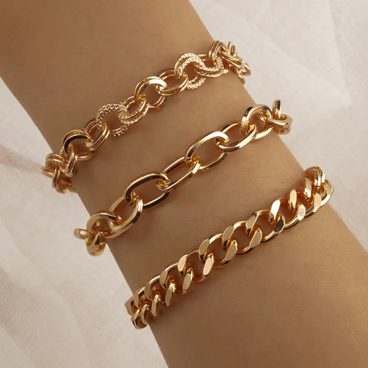 Bold Punk Chain Bracelet Trio