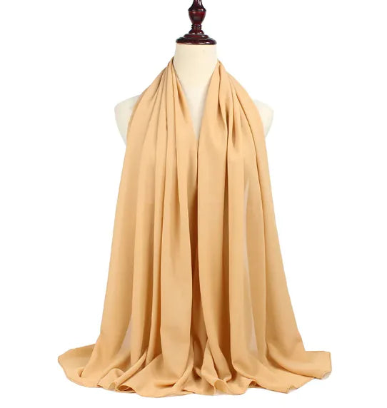 Chic Pearl Chiffon Hijab - Lightweight Solid Shade