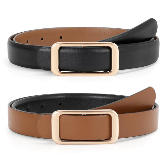 JASGOOD Dual-Color Women's Leather Belt