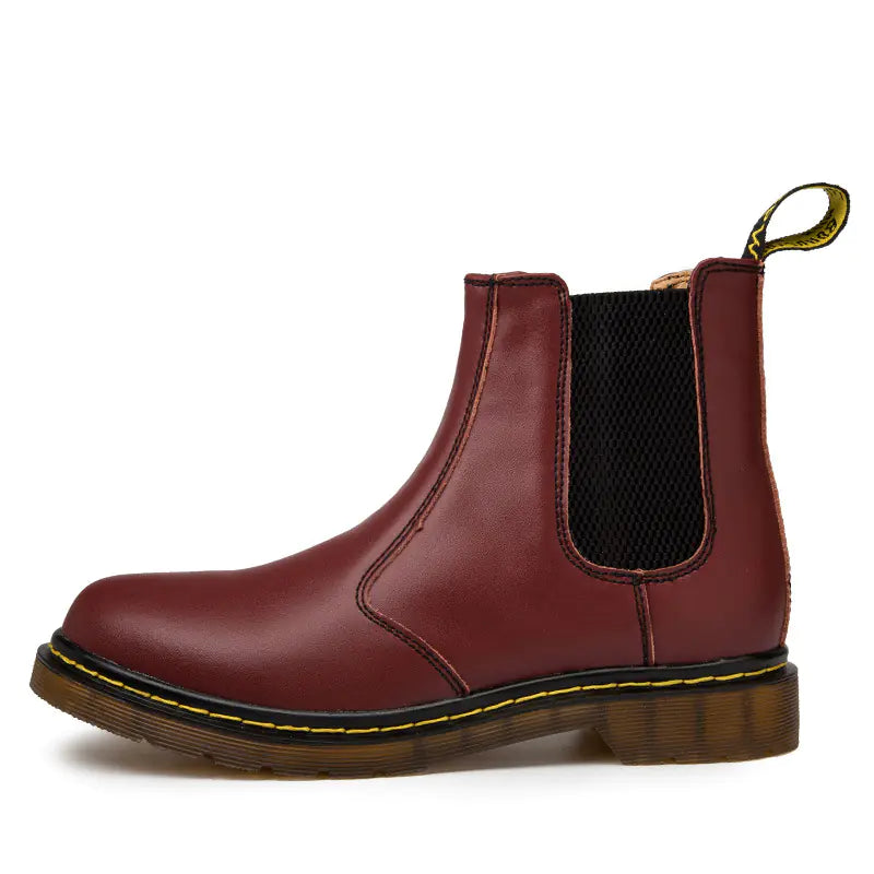 Autumn Chic Thick-Heeled Leather Martin Boots