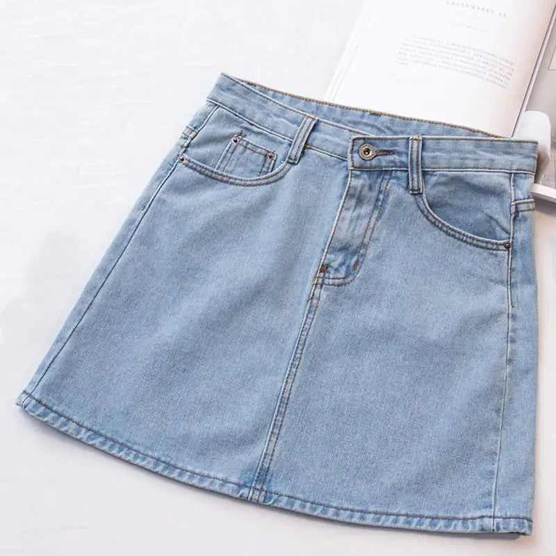 Vintage High-Rise A-Line Jean Skirt