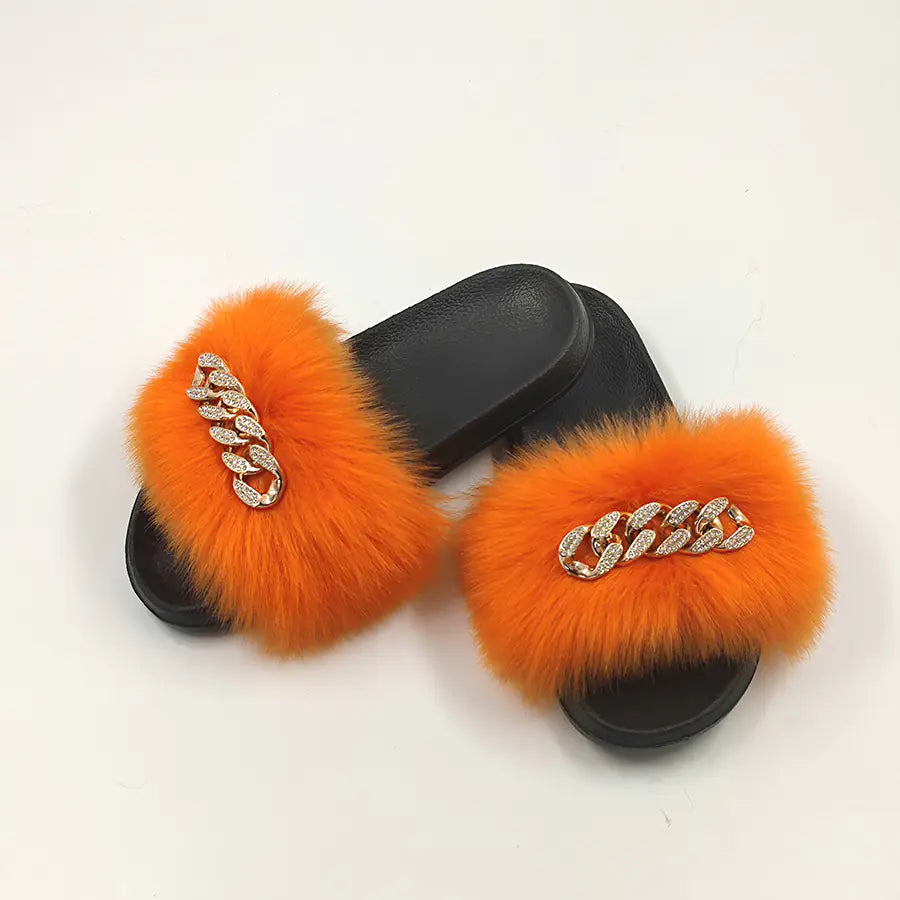 Chic Faux Fur Flip Flop Slippers
